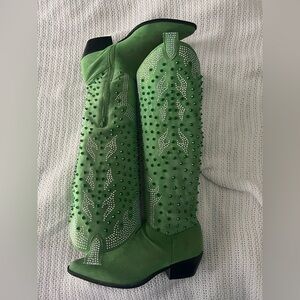 Green Studded Cowgirl Boots